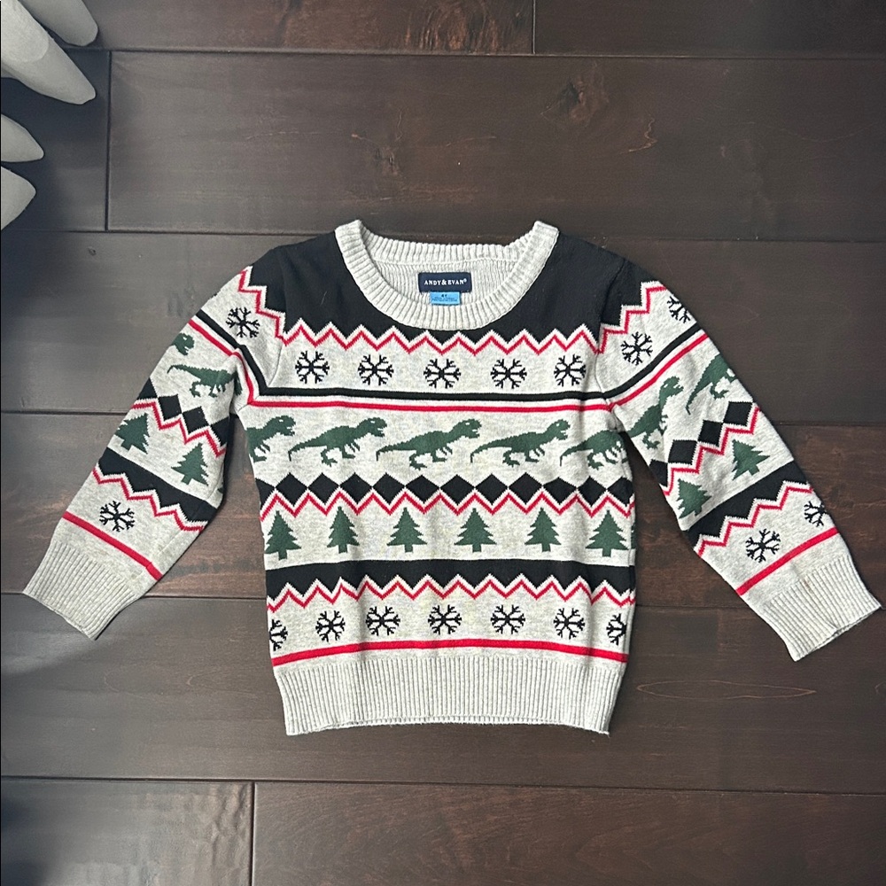 Andy & Evan Winter Holiday Dinosaur Sweater 4T